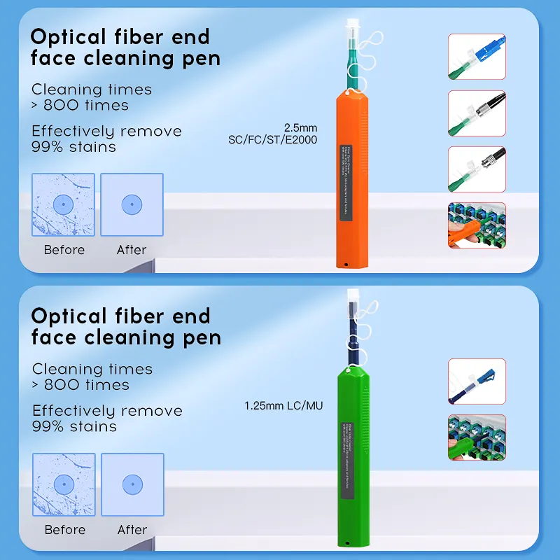 COMPTYCO fiber optic tool kit 13 pieces, one click 1.25/2.5mm SC FC ST LC cleaning pen/box fiber optic cleaner 400X fiber optic microscope fiber optic cleaning tool kit