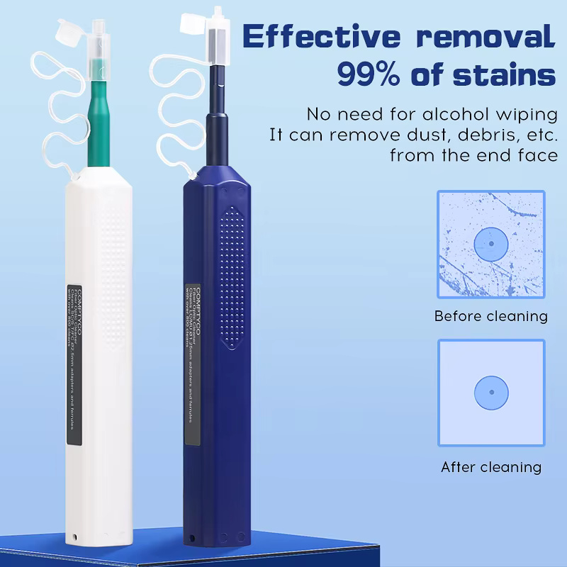 Factory LC/SC/FC/ST One-Click Cleaner Tool 1.25mm and 2.5mm Fiber Optic Cleaning Pen 800+ Cleans Fiber Optic Cleaner