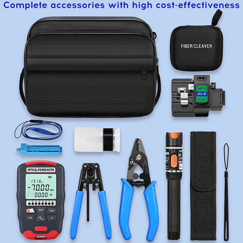 COMPTYCO AUA-D7 optical power kit hot melt cold junction fiber optic cutter optical power meter -70+~10dBm visual fault locator fiber optic tool kit