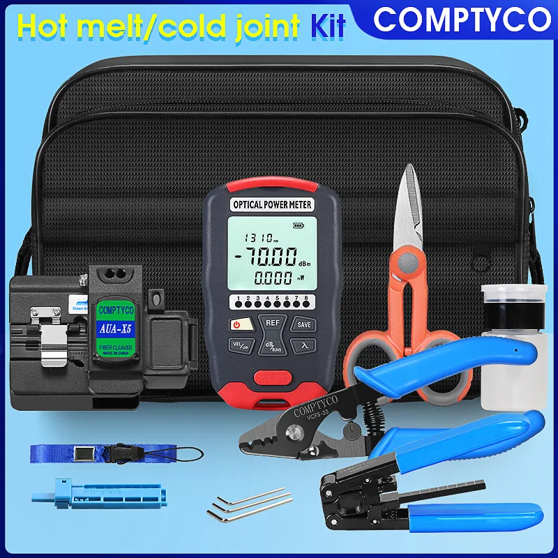 COMPTYCO Fiber Hot Melt Tool Kit Fiber Tool Kit AUA-X5 Cutting Machine Optical Power Red Light Integrated Machine Dry Battery Model