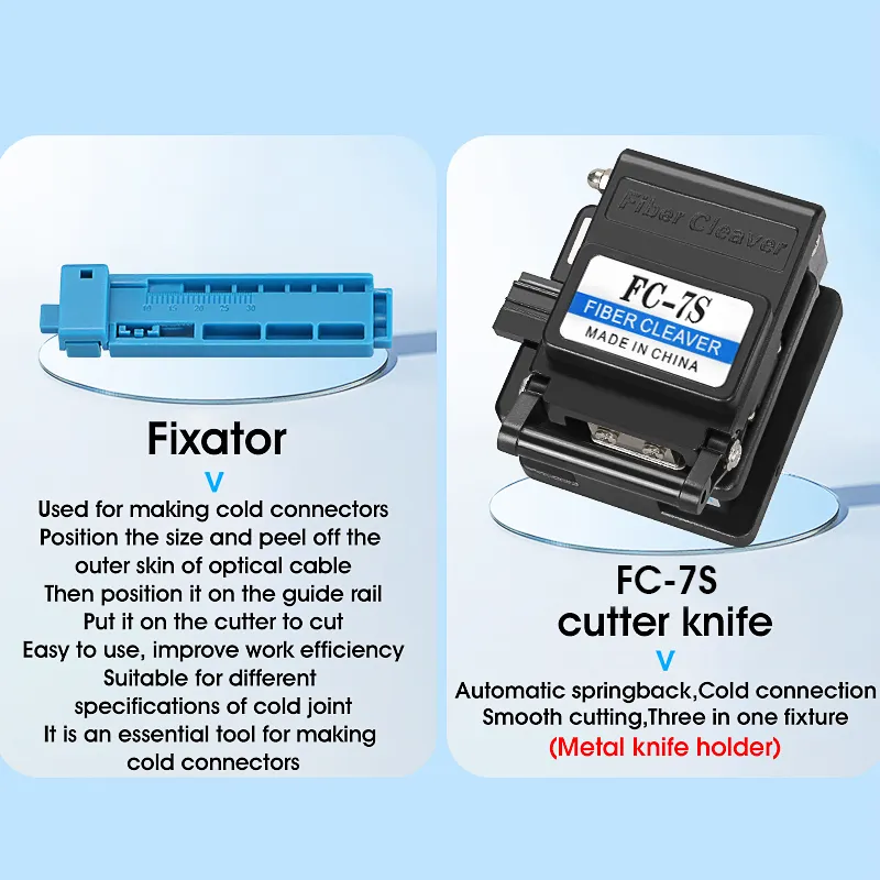 COMPTYCO FTTH Fiber Optic Cold Splicing Kit with Fiber Optic Power Meter Visual Fault Locator Fiber Cutting Kit