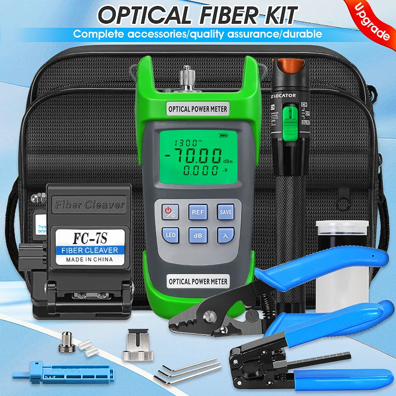 COMPTYCO FTTH Fiber Optic Cold Splicing Kit with Fiber Optic Power Meter Visual Fault Locator Fiber Cutting Kit