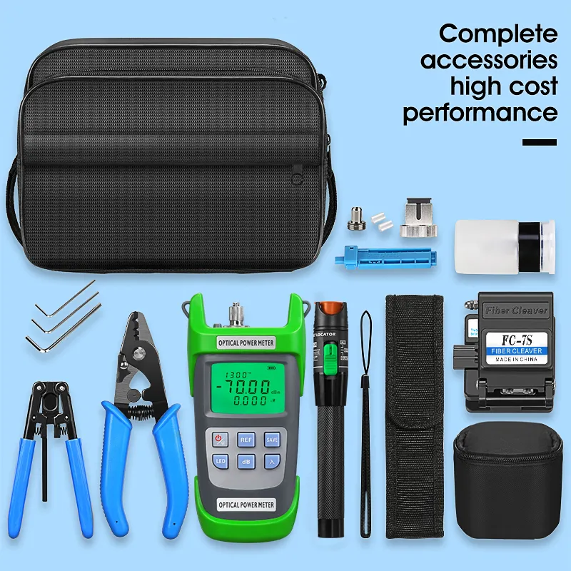COMPTYCO FTTH Fiber Optic Cold Splicing Kit with Fiber Optic Power Meter Visual Fault Locator Fiber Cutting Kit