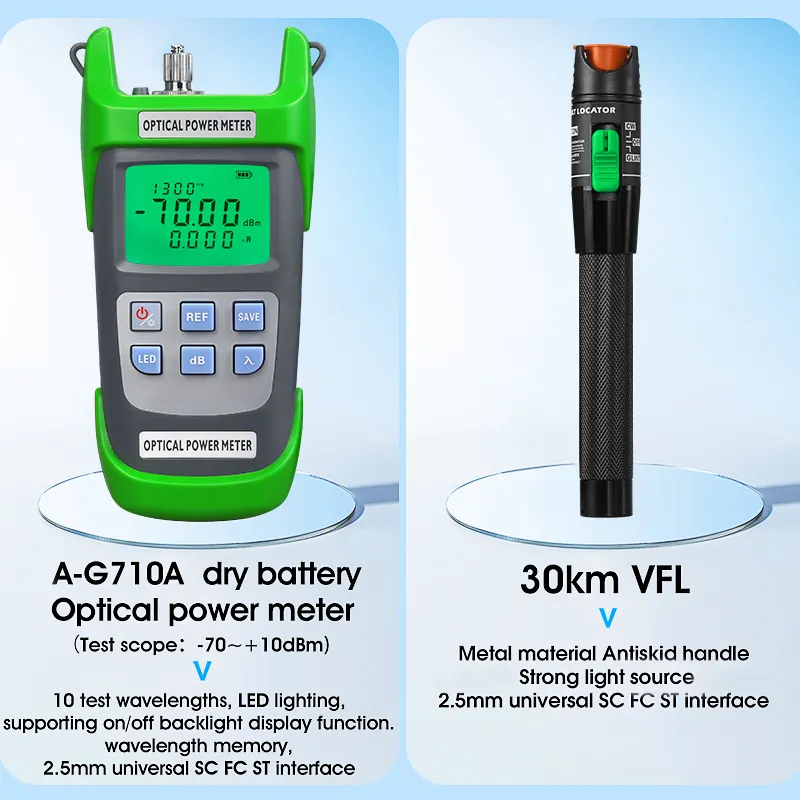 COMPTYCO FTTH Fiber Optic Cold Splicing Kit with Fiber Optic Power Meter Visual Fault Locator Fiber Cutting Kit