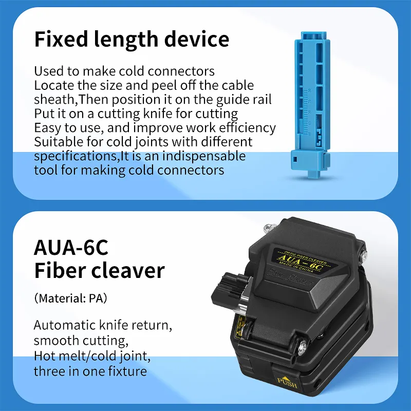 FTTH fiber optic tool kit with charging OPM VFL optical power meter visual fault locator AUA-6C fiber optic cutter fiber optic tool kit
