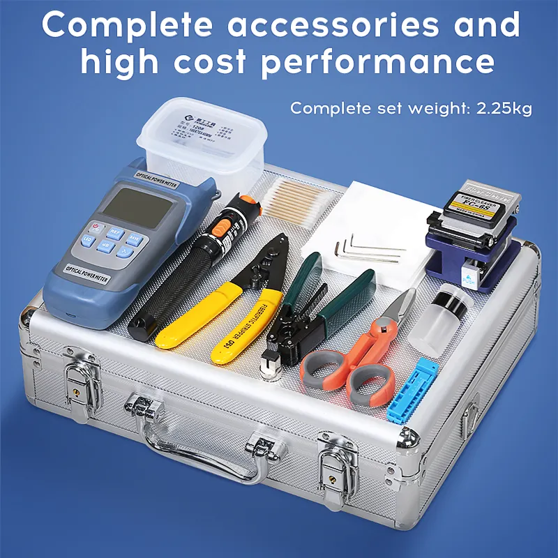 Kangpu Tai Fiber Optic Cold Splicing Kit, Cutting Knife, Red Light Pen, Optical Power Meter, Fixed Length Device Kit
