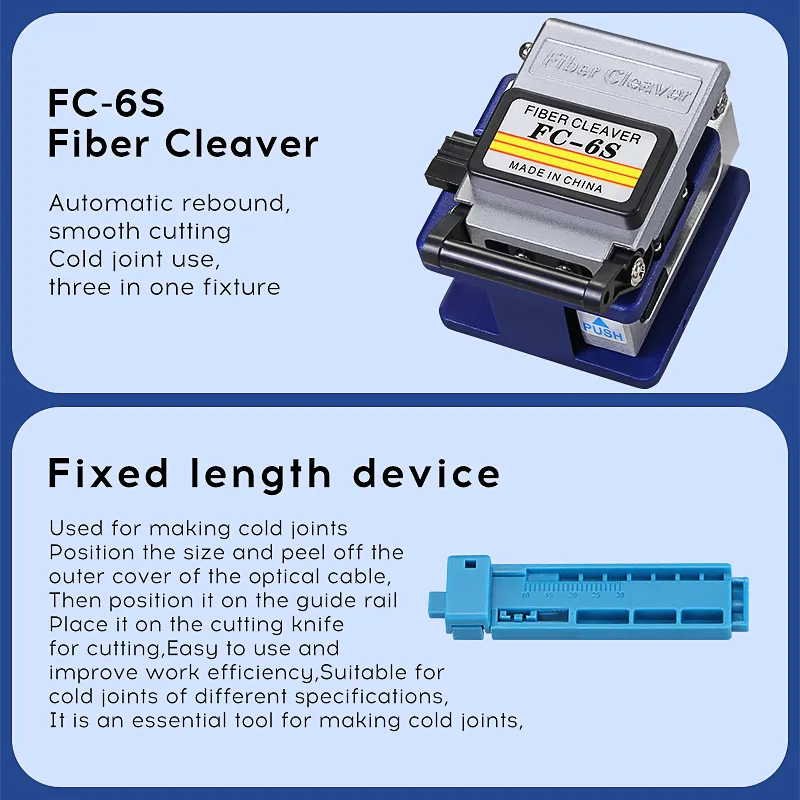 Kangpu Tai Fiber Optic Cold Splicing Kit, Cutting Knife, Red Light Pen, Optical Power Meter, Fixed Length Device Kit
