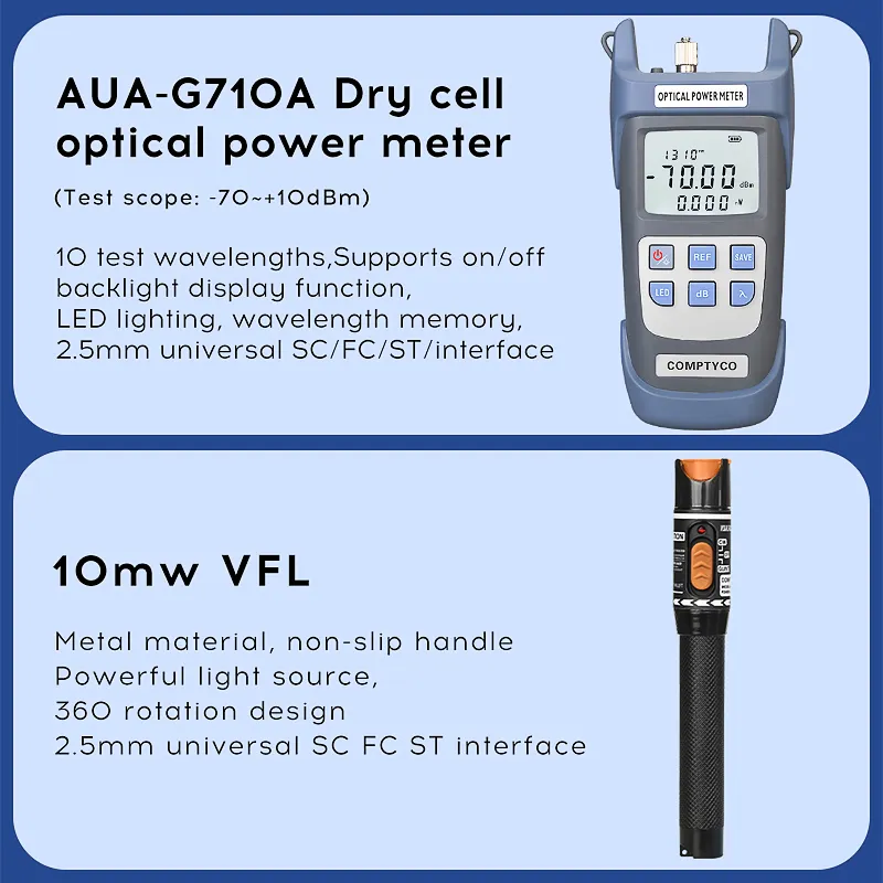 Kangpu Tai Fiber Optic Cold Splicing Kit, Cutting Knife, Red Light Pen, Optical Power Meter, Fixed Length Device Kit