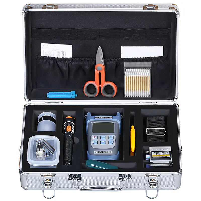 Kangpu Tai Fiber Optic Cold Splicing Kit, Cutting Knife, Red Light Pen, Optical Power Meter, Fixed Length Device Kit