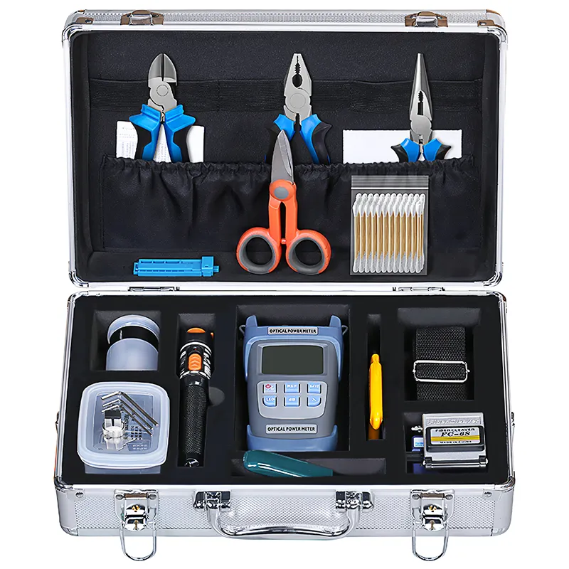 COMPTYCO Fiber Cold Splicing Toolbox Set Tool Fiber Cutting Knife Red Light Pen Optical Power Meter Set