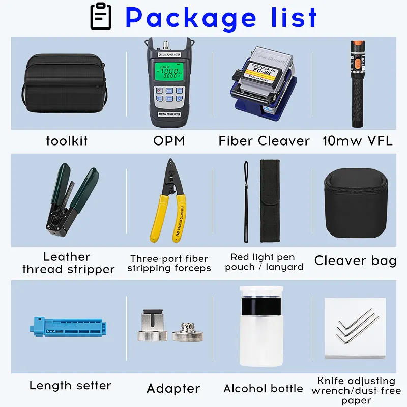 COMPTYCO AUA-Y710A Fiber Optic Cold Splicing Kit Fiber Optic Cutter Optical Power Meter -70+~10dBm Visual Fault Locator Fiber Optic Kit