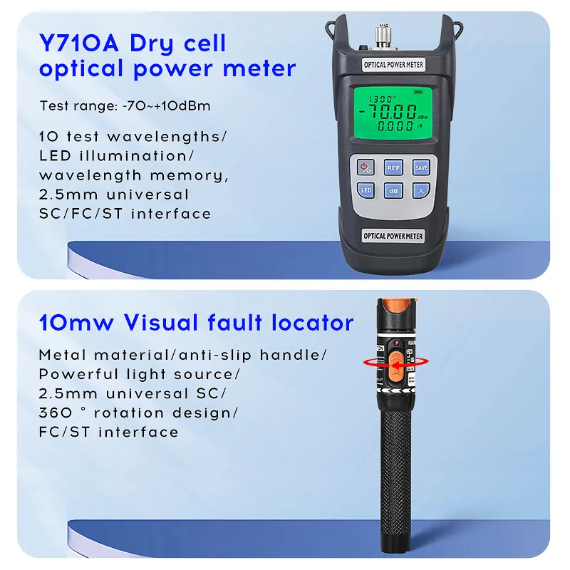 COMPTYCO AUA-Y710A Fiber Optic Cold Splicing Kit Fiber Optic Cutter Optical Power Meter -70+~10dBm Visual Fault Locator Fiber Optic Kit