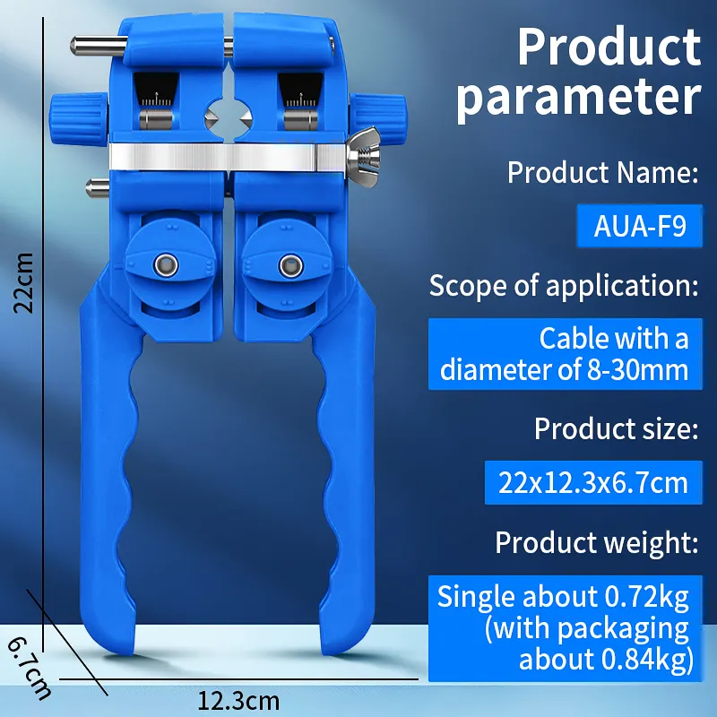 COMPTYCO AUA-F9 Blue Fiber Stripper 8-30mm Longitudinal and Transverse Fiber Optic Cable Stripper Cable Cutter