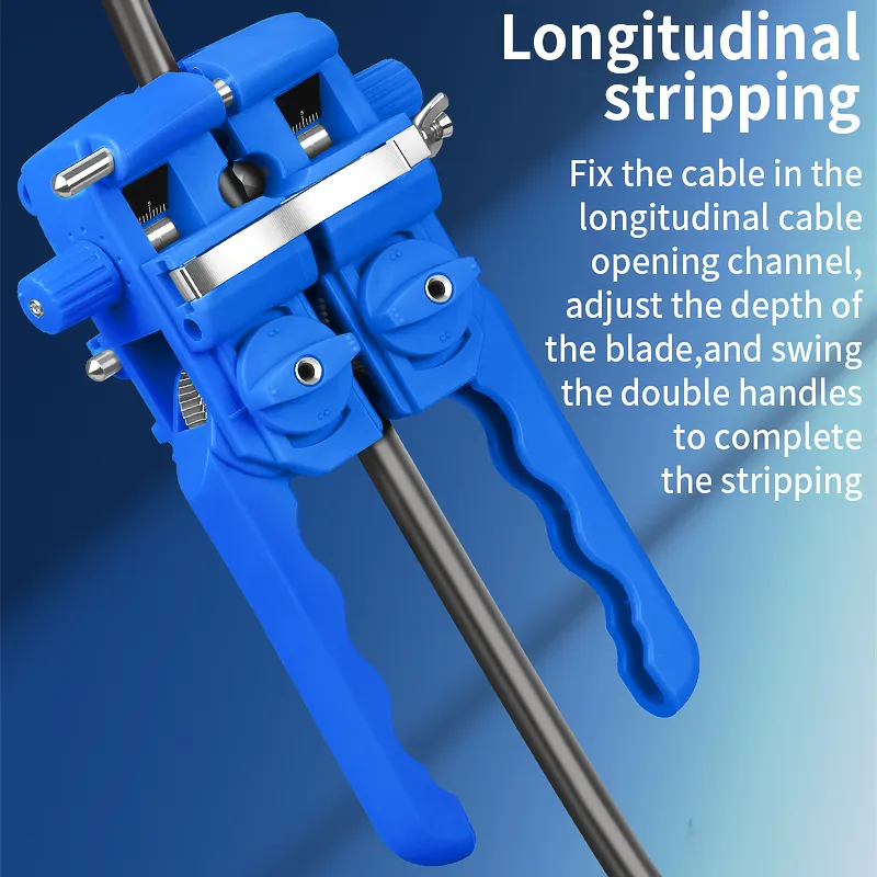 COMPTYCO AUA-F9 Blue Fiber Stripper 8-30mm Longitudinal and Transverse Fiber Optic Cable Stripper Cable Cutter