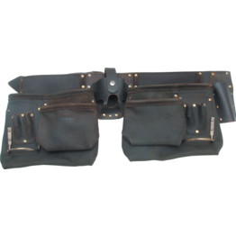 10-Pocket 2-Loop Double Tool Pouch Oil Tan