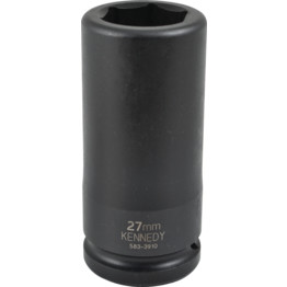Chrome Molybdenum Impact Sockets: 3/4" Drive Inch Size, Deep Length, 6-Point