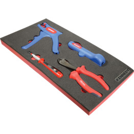 4 Piece Electricians Wiring Set in Tool Control 1/3 Width Foam Inlay.