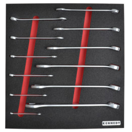 12 Piece 1/4-1in A/F Industrial Combination Spanner Set in Tool Control 2/3 Foam Inlay.
