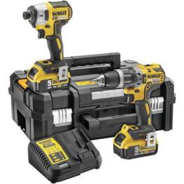 Combi Drill and Impact Driver, XR 18V Brushless Kit in TSTAK Box (2x 5.0Ah Batteries)