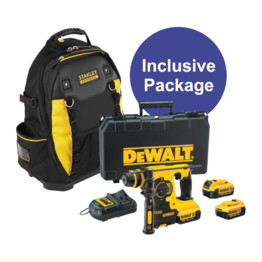 DCH253M2-GB 18V SDS Hammer Drill, 3 x 4.0Ah Batteries and Charger in kitbox. Includes Fatmax Tool Backpack