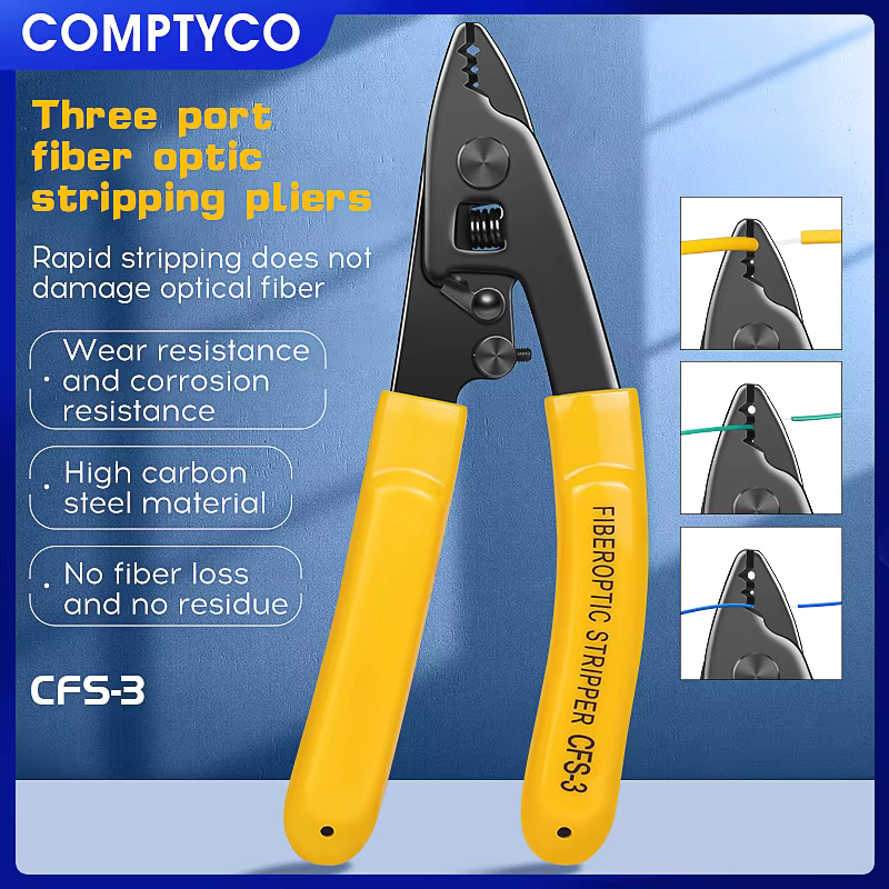 Factory Hot Selling CFS-3 FTTH stripping tool cables stripper Fiber Optic 3 port wire stripper Fiber Stripper customizable color