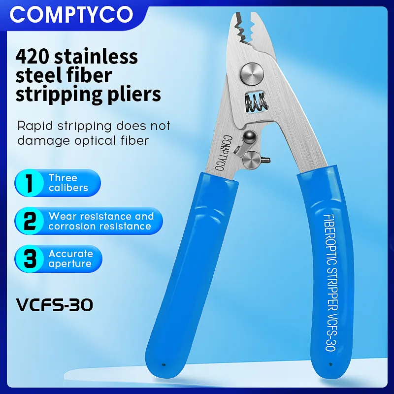 COMPTYCO VCFS-30 Optical fiber wire strippers FTTH Drop Cable WIRE Stripper tool stainless steel 3 port Fiber Stripper