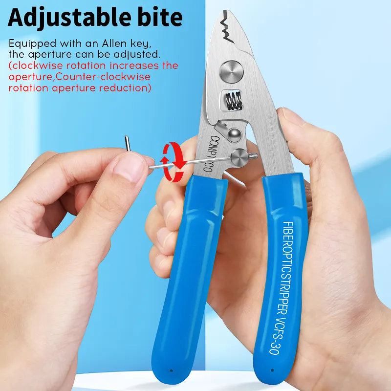 COMPTYCO VCFS-30 Optical fiber wire strippers FTTH Drop Cable WIRE Stripper tool stainless steel 3 port Fiber Stripper