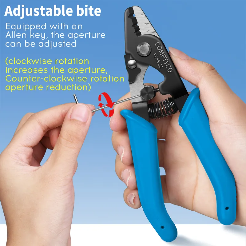 Factory Hot Selling VCFS-33 FTTH stripping tool cables stripper Fiber Optic 3 port wire stripper Fiber Stripper customizable color ﻿