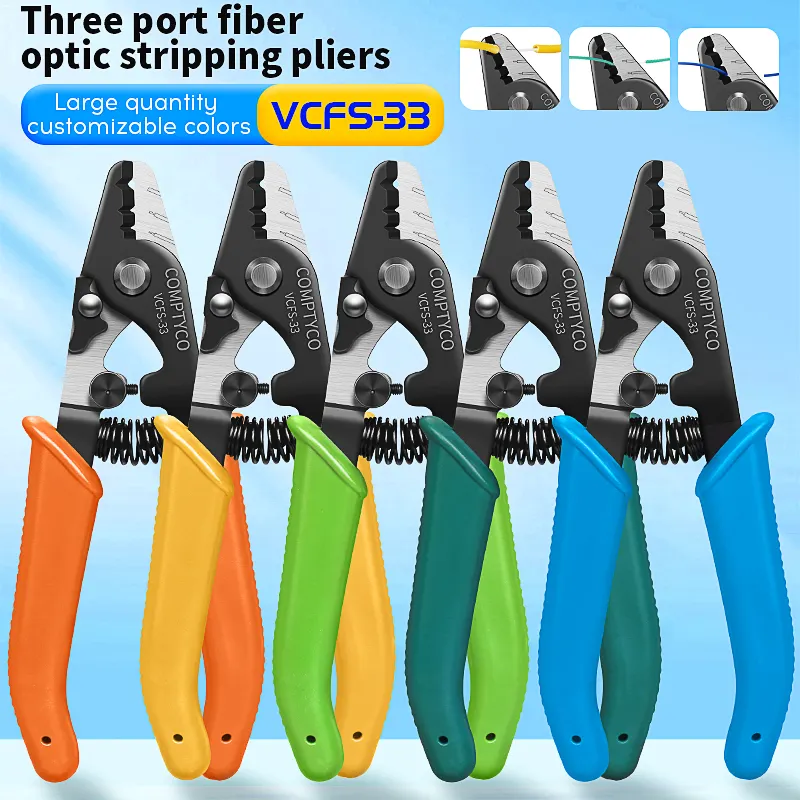 Factory Hot Selling VCFS-33 FTTH stripping tool cables stripper Fiber Optic 3 port wire stripper Fiber Stripper customizable color ﻿