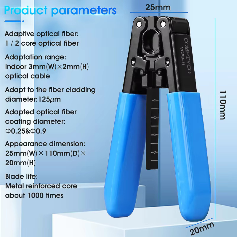 COMPTYCO Metal Leather Drop Cable Stripper FTTH Fiber Tool Leather Wire Stripper Pliers 3mm (W) * 2mm (H) Fiber Stripper ﻿