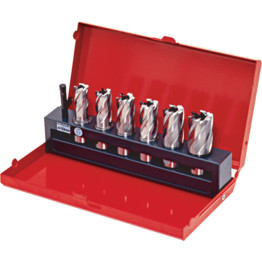 HSS Type Annular Mag Drill Hole Cutter Short - 6 Piece Set in metal Case