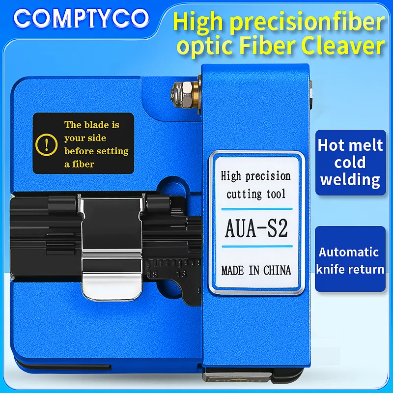 COMPTYCO High Precision Fiber Optic Cutter for Fusion Splicing with waste fiber box AUA-S2 hot melt Optical Fiber Cleaver