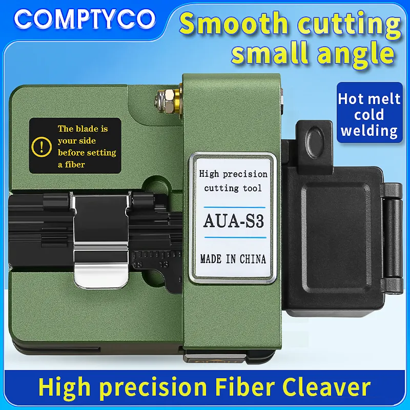 COMPTYCO High Precision Fiber Optic Cutter for Fusion Splicing with waste fiber box AUA-S3 SKL-S3 hot melt Optical Fiber Cleaver