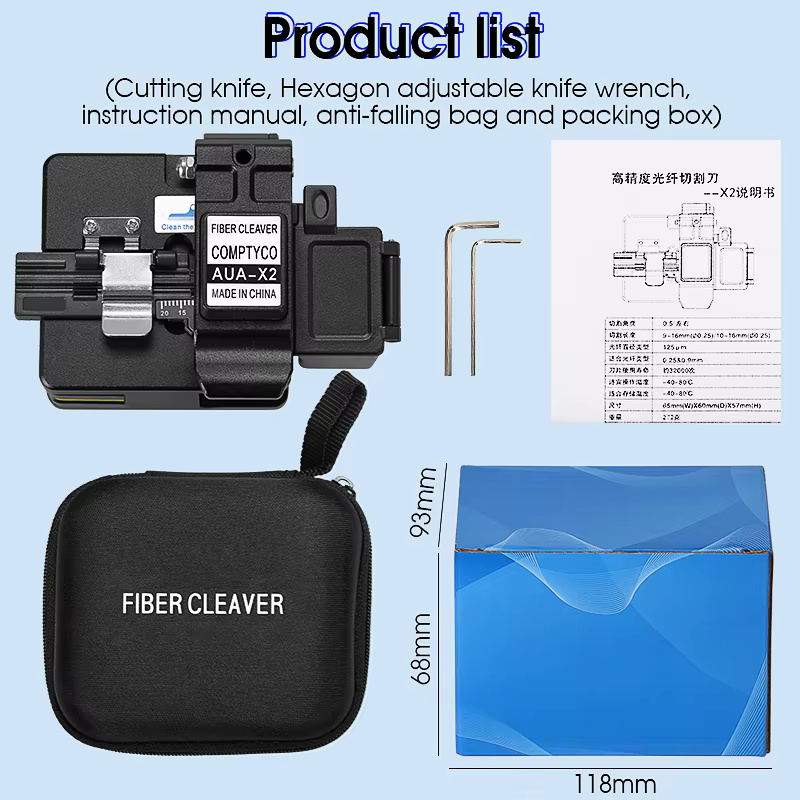 COMPTYCO High Quality AUA-X2 Fiber Cutting Machine Black Automatic Return Fiber Cutting Machine Hot Melt Optical Fiber Cleaver