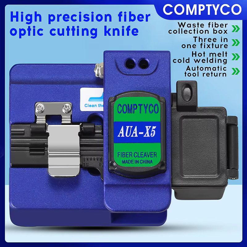 COMPTYCO Fiber Small Type Cutter High Quality Optic High Precision Hot Melt AUA-X5 Fiber Optical Cutting Tool Fiber Cleaver blue