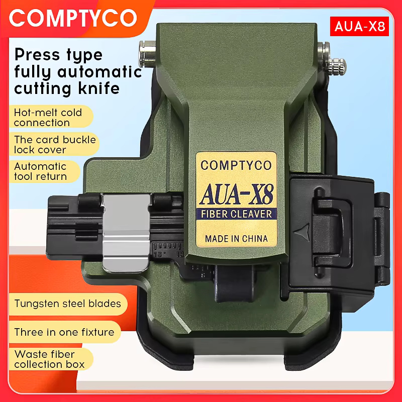COMPTYCO High Precision AUA-X8 Fiber Optic One step Cleaver Fully Automatic Cable Cutting Knife Hot Melt Fiber Optic Cleaver