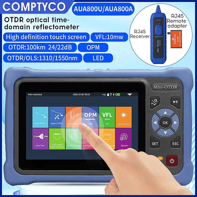 COMPTYCO AUA800U UPC 800A APC Optical Time Domain Reflectometer with OPM VFL OLS 100KM 1310 1550nm Handheld Machine Tester OTDR