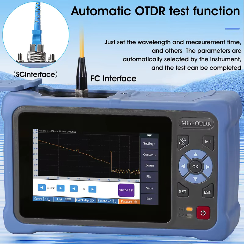 COMPTYCO AUA800U UPC 800A APC Optical Time Domain Reflectometer with OPM VFL OLS 100KM 1310 1550nm Handheld Machine Tester OTDR
