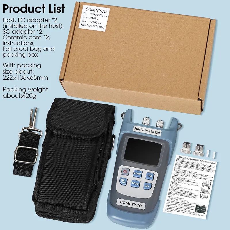 COMPTYCO AUA-330U/A SC/FC/UPC/APC FTTH Tester network detection online test ONT/OLT 1310/1490/1550nm PON Optical power meter