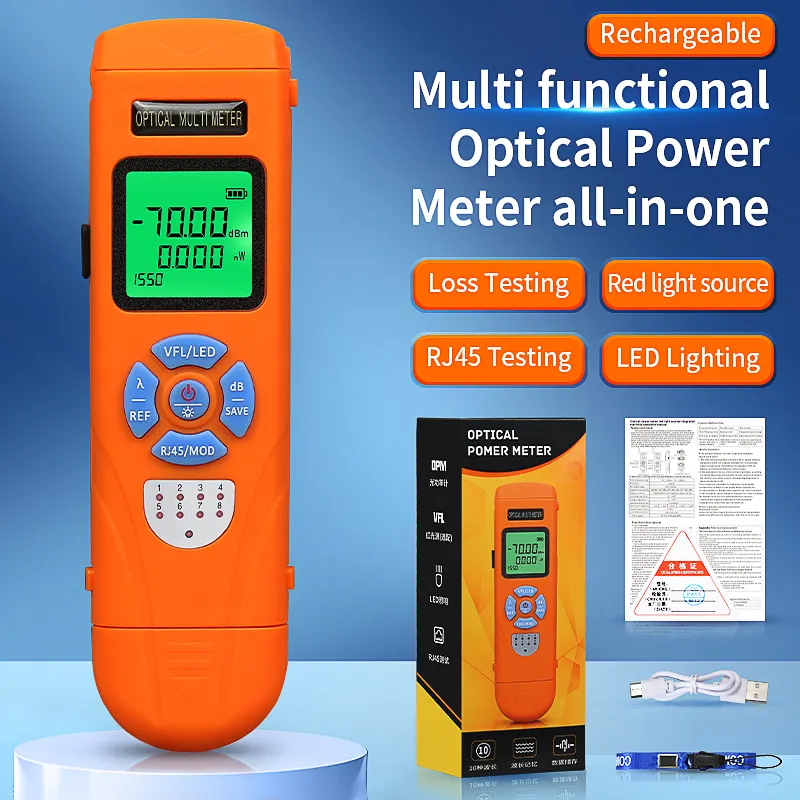 COMPTYCO Four in One OPM+VFL+LED+RJ45 Tester Visual Fault Localization Charging Mini Optical Power Integrated Machine
