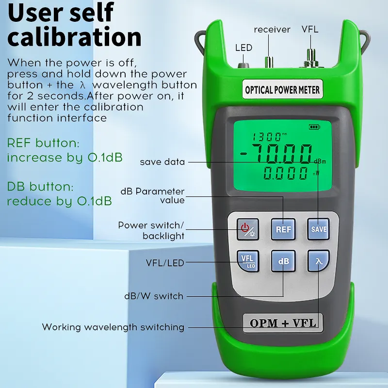 COMPTYCO AUA-G710BHigh Precision Optical Multi Meter 3 in 1 OPM+VFL+LED light 10 wavelengths Visual Fault Locator Optical Power Meter