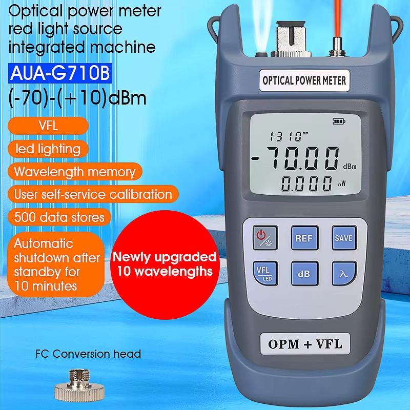 COMPTYCO High Precision Optical Multi Meter 3 in 1 OPM+VFL+LED light 10 wavelengths Visual Fault Locator Optical Power Meter