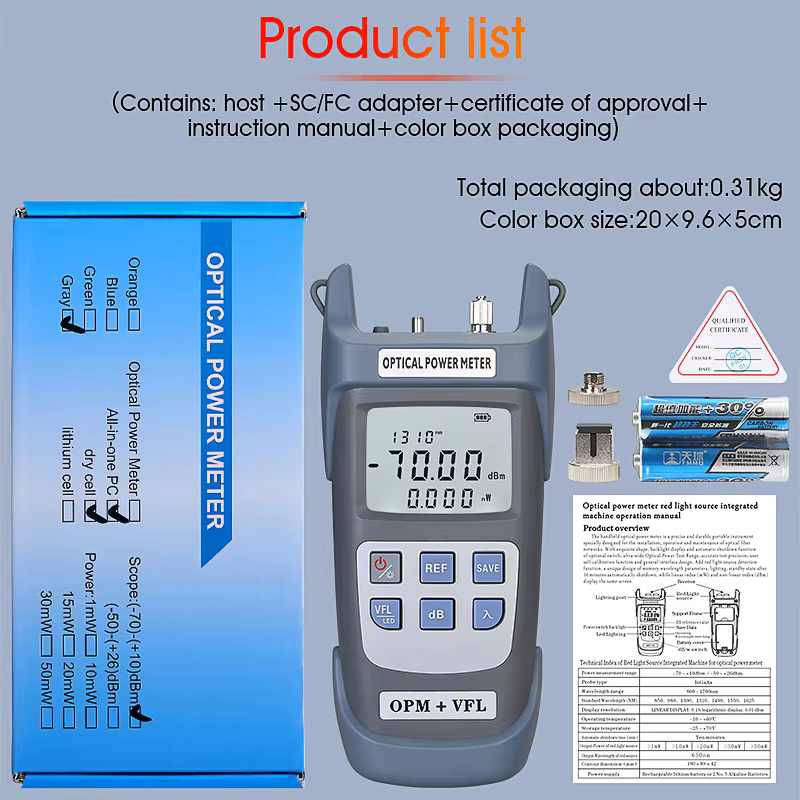 COMPTYCO High Precision Optical Multi Meter 3 in 1 OPM+VFL+LED light 10 wavelengths Visual Fault Locator Optical Power Meter