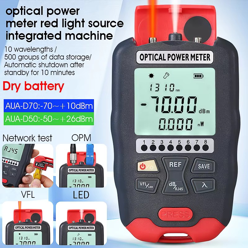 COMPTYCO High precision Optical Multi Meter 4in1 OPM+VFL+LED+RJ45 tester Visual Fault Locator red light Mini Optical Power Meter