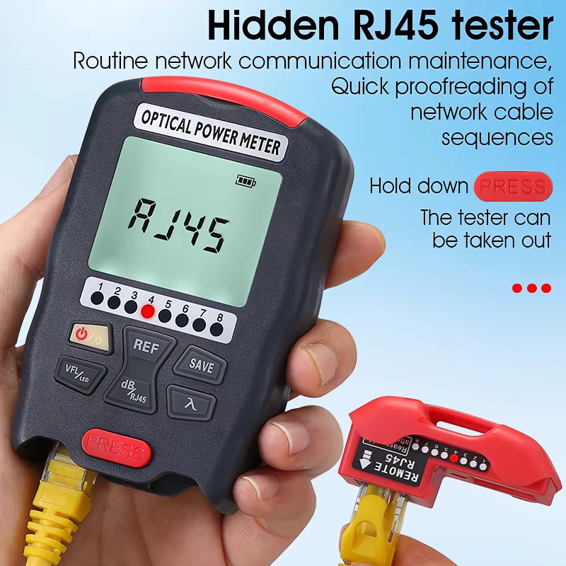 COMPTYCO High precision Optical Multi Meter 4in1 OPM+VFL+LED+RJ45 tester Visual Fault Locator red light Mini Optical Power Meter