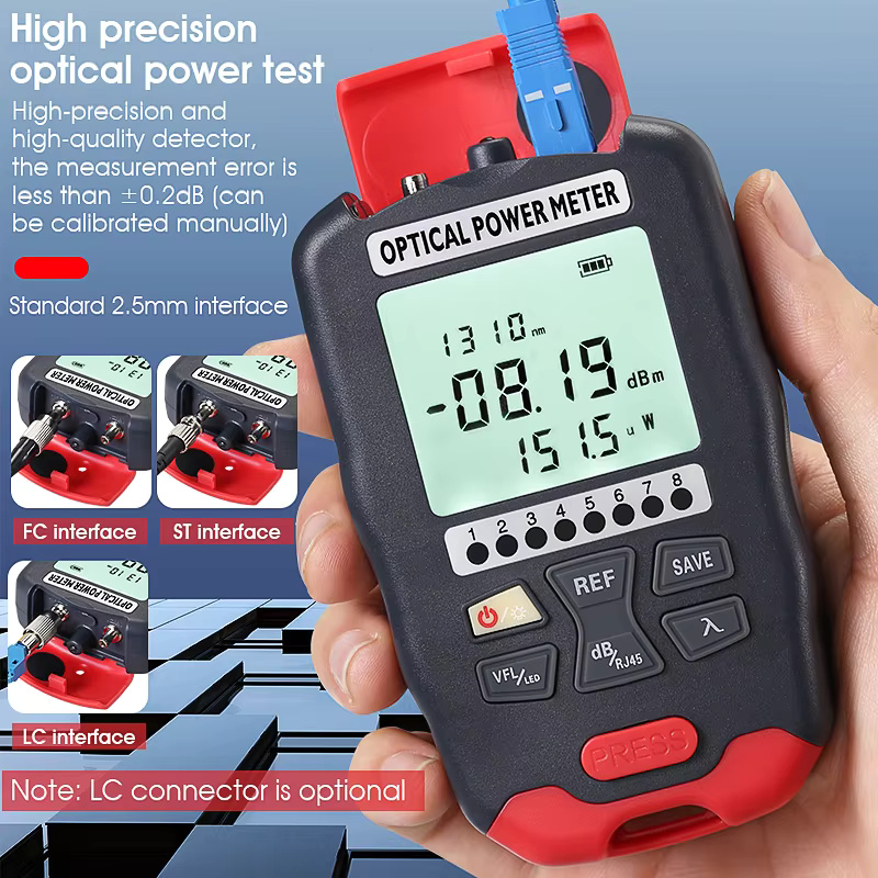 COMPTYCO High precision Optical Multi Meter 4in1 OPM+VFL+LED+RJ45 tester Visual Fault Locator red light Mini Optical Power Meter
