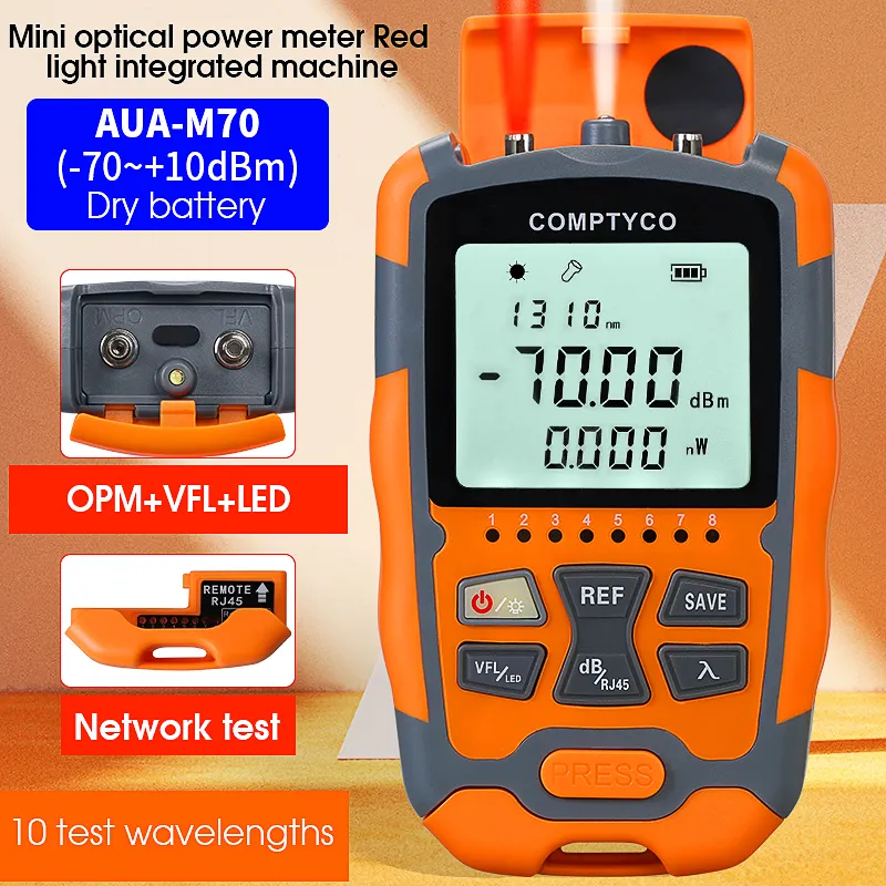 COMPTYCO High Precision Optical Multi Meter Multi-function OPM+VFL+LED+RJ45 tester Visual Fault Locator Mini Optical Power Meter
