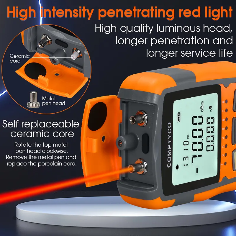 COMPTYCO High Precision Optical Multi Meter Multi-function OPM+VFL+LED+RJ45 tester Visual Fault Locator Mini Optical Power Meter