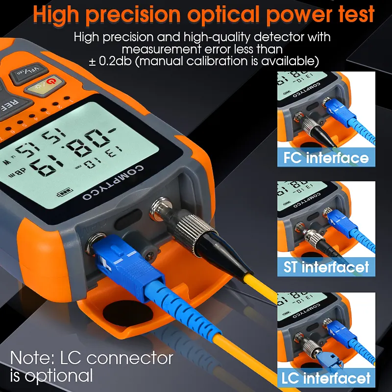 COMPTYCO High Precision Optical Multi Meter Multi-function OPM+VFL+LED+RJ45 tester Visual Fault Locator Mini Optical Power Meter