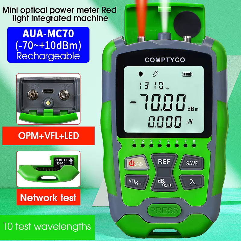 COMPTYCO Optical Multi Meter Multi-function OPM+VFL+LED+RJ45 tester Visual Fault Locator Rechargeable Mini Optical Power Meter
